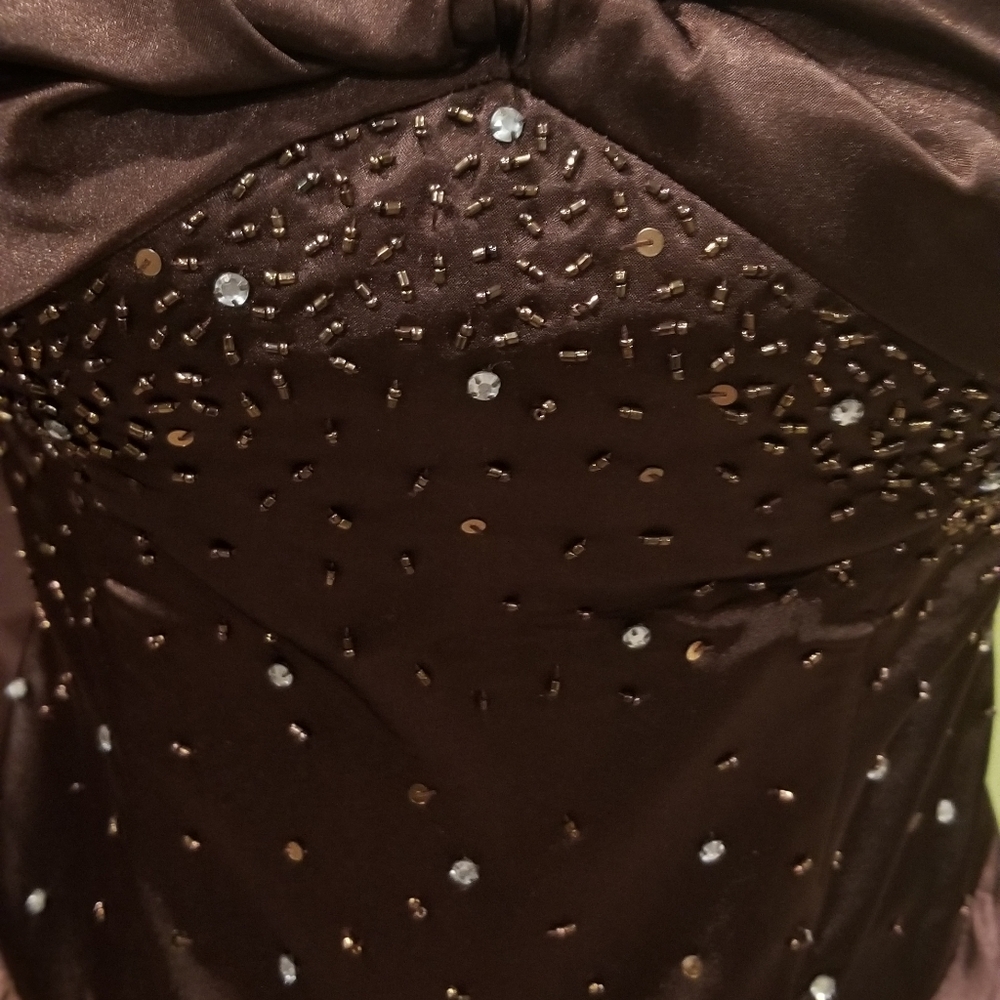 Formal Beaded Dress With Ruffles And A Train - Picture 4 of 6